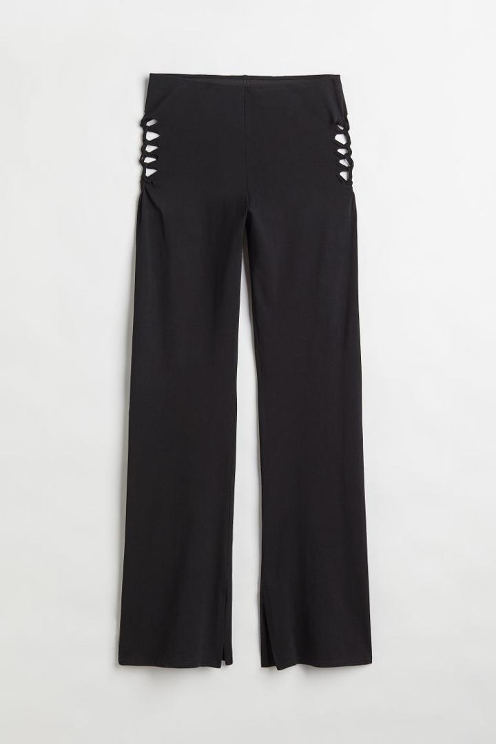 H & M - Cut-out Detail Pants - Black