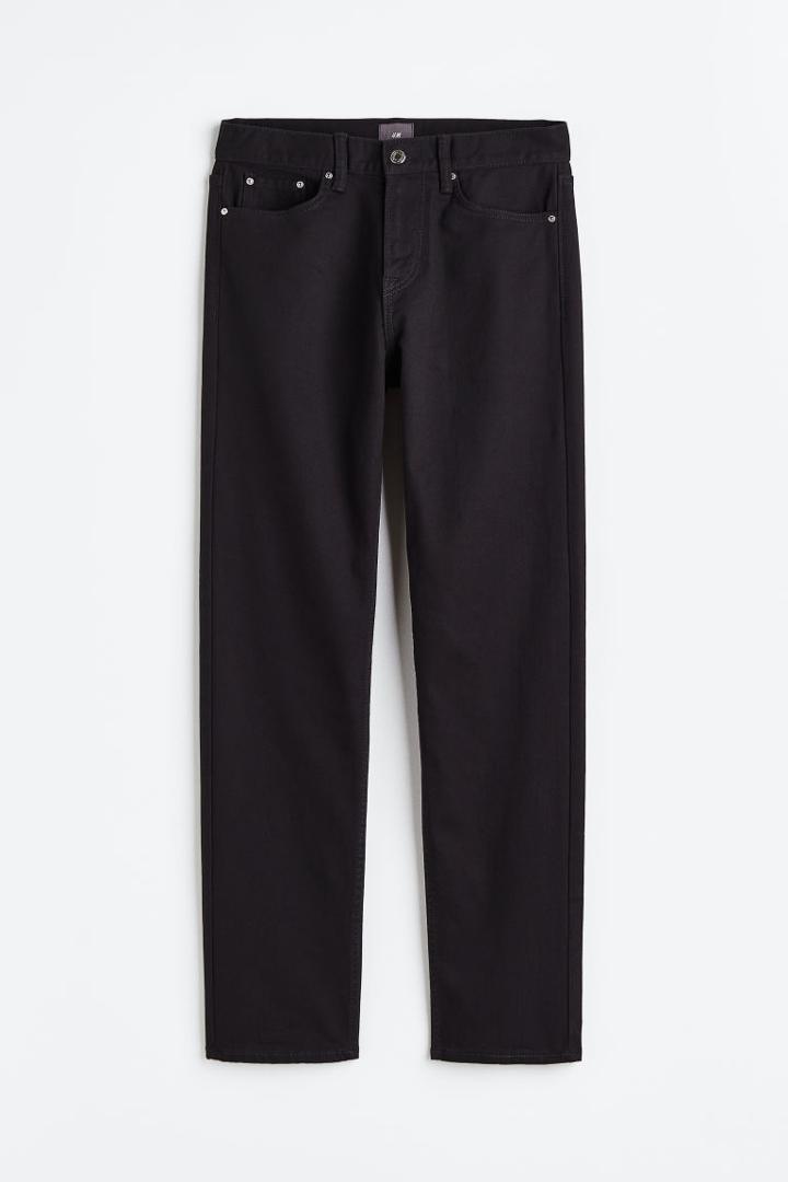 H & M - Regular Fit Twill Pants - Black