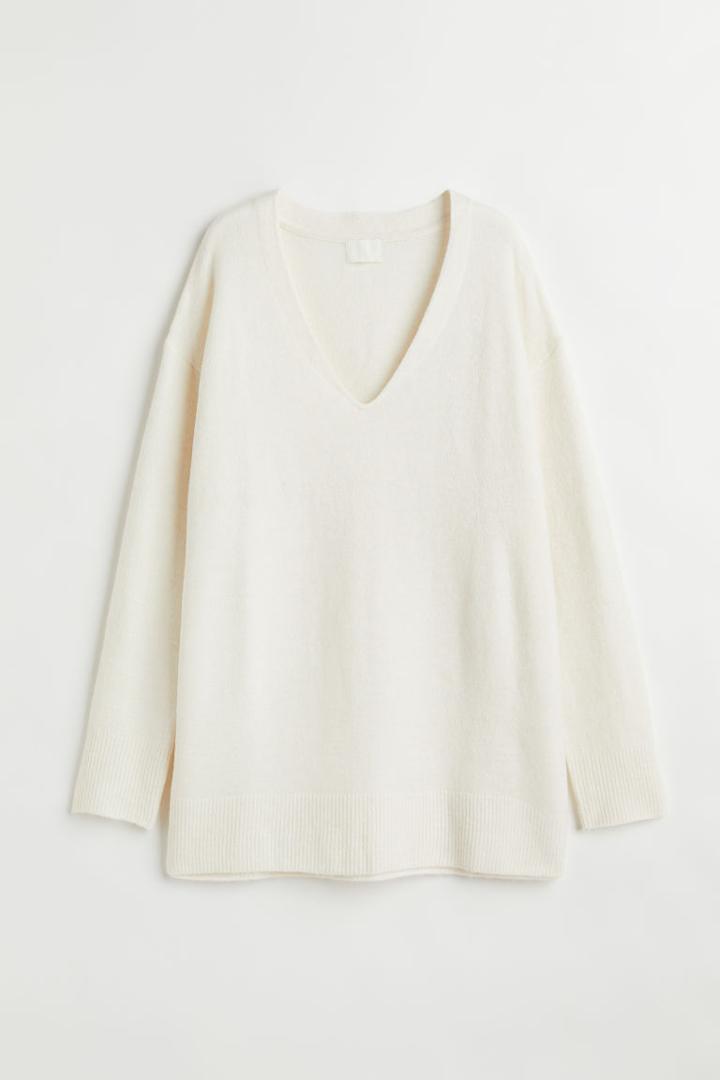 H & M - V-neck Sweater - White