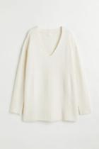 H & M - V-neck Sweater - White