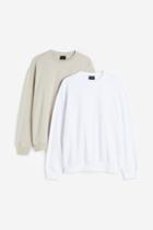 H & M - 2-pack Relaxed Fit Sweatshirts - White
