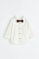 H & M - Shirt And Bow Tie - White