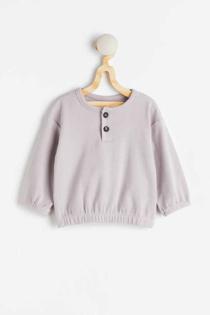 H & M - Ribbed Jersey Shirt - Gray