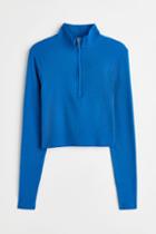 H & M - Half-zip Crop Top - Blue
