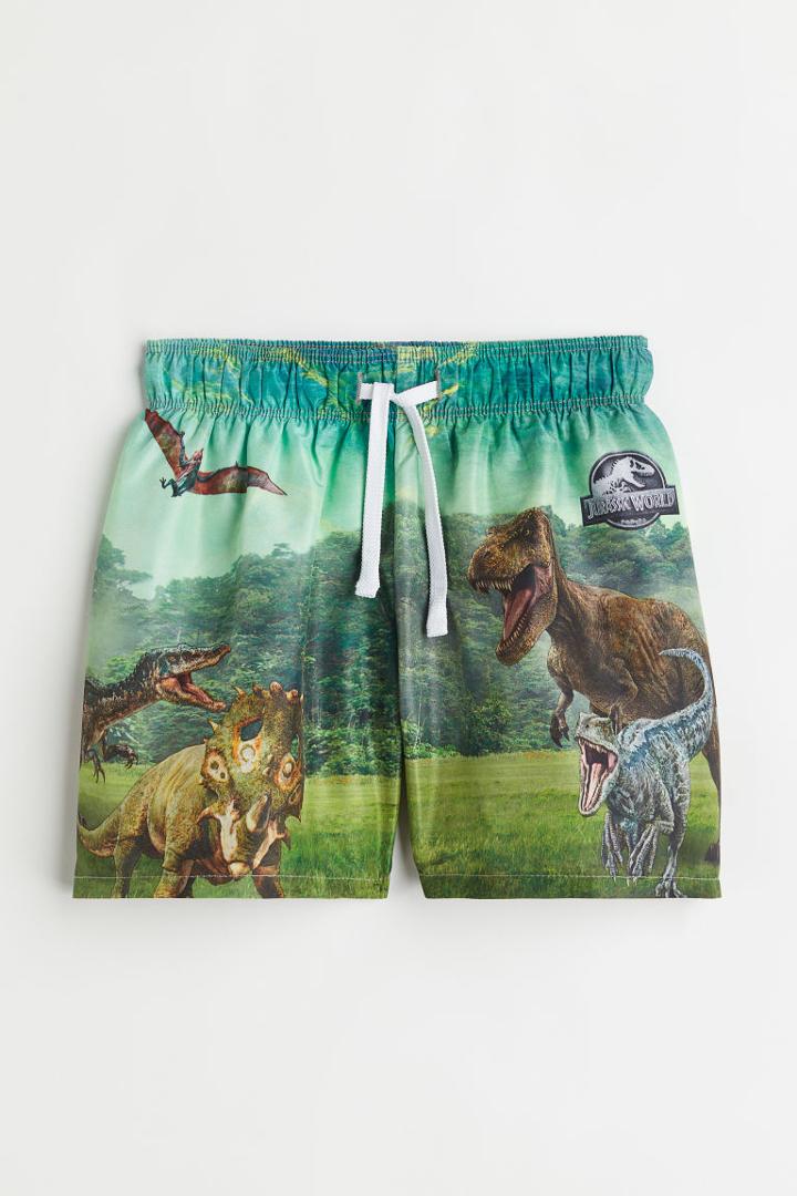 H & M - Printed Swim Shorts - Green