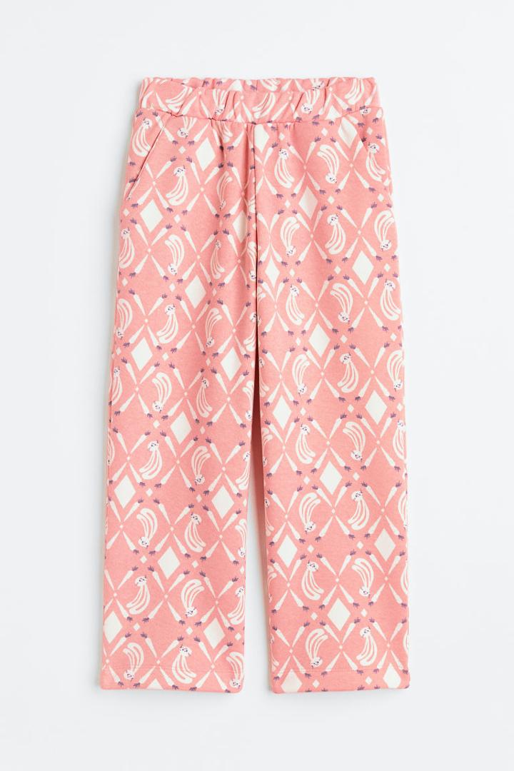 H & M - Straight Printed Joggers - Pink