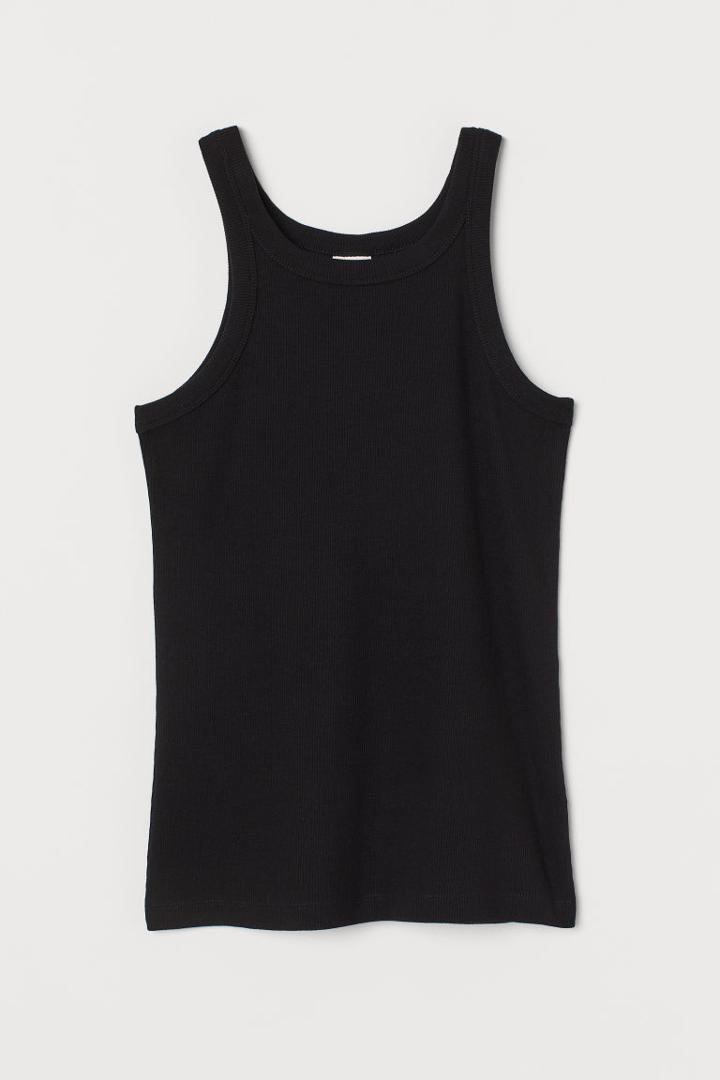 H & M - Ribbed Tank Top - Black