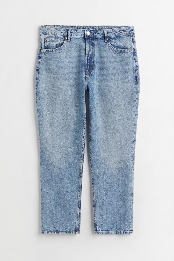 H & M - Slim Straight High Ankle Jeans - Blue