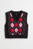 H & M - H & M+ Jacquard-knit Sweater Vest - Black