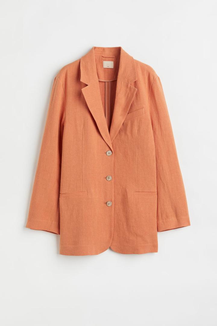 H & M - Linen-blend Jacket - Orange