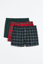 H & M - 3-pack Woven Cotton Boxer Shorts - Red