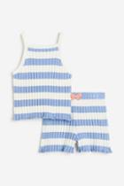H & M - 2-piece Rib-knit Set - Blue