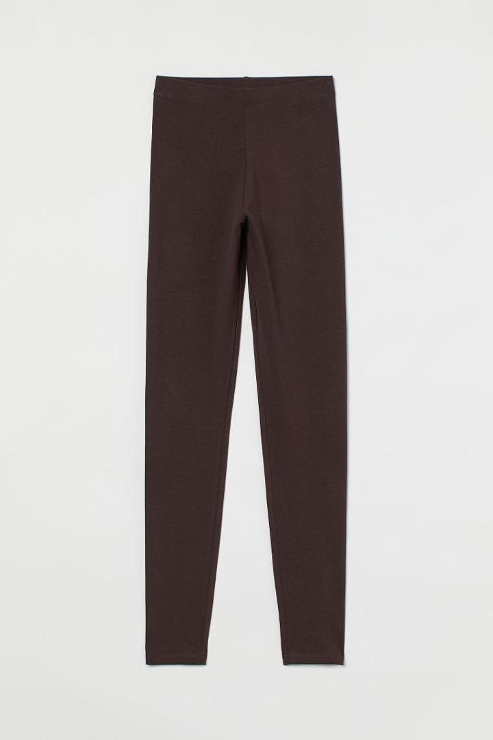 H & M - Cotton Jersey Leggings - Brown