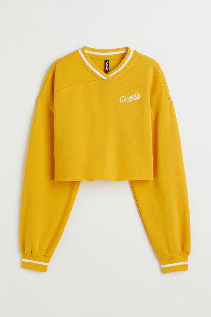 H & M - Crop Sweatshirt - Yellow