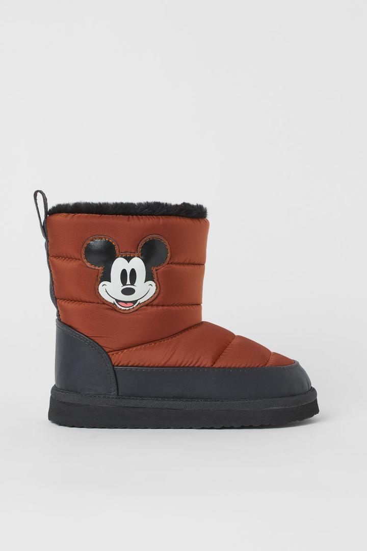 H & M - Padded Boots With Printed Design - Beige