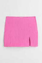 H & M - Short Linen-blend Skirt - Pink