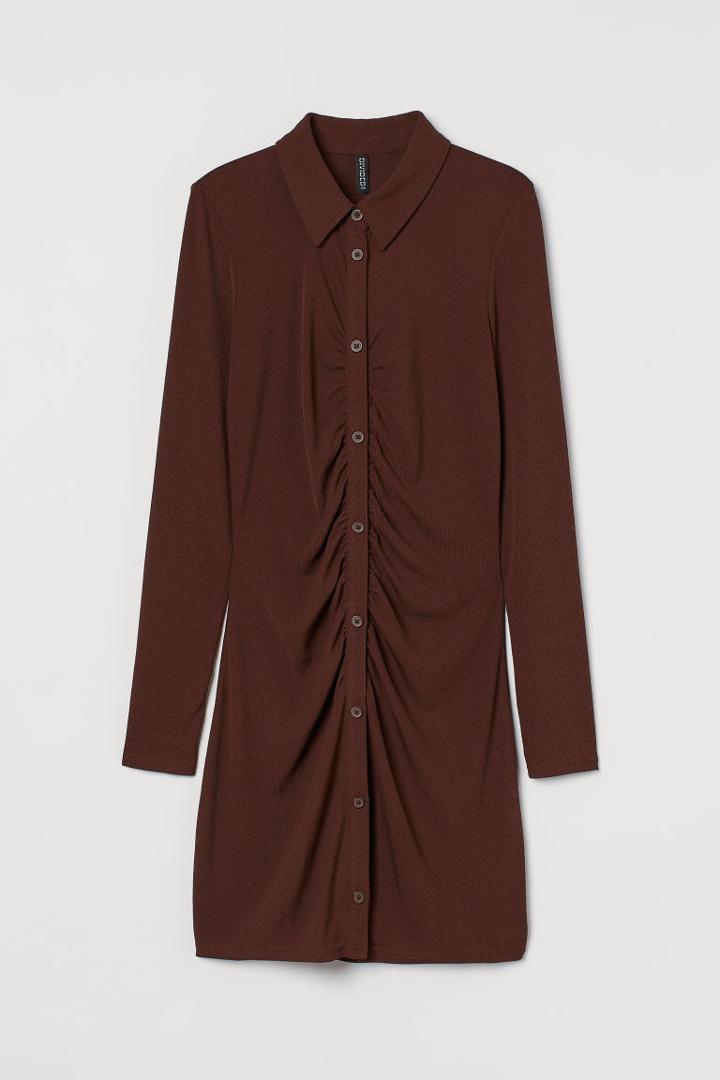 H & M - Jersey Shirt Dress - Brown