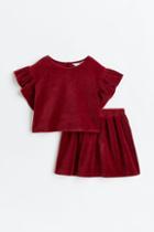H & M - 2-piece Top And Skirt Set - Red