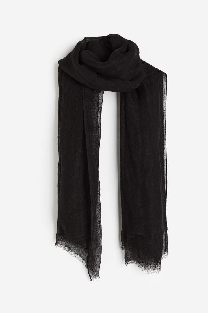 H & M - Linen Scarf - Black