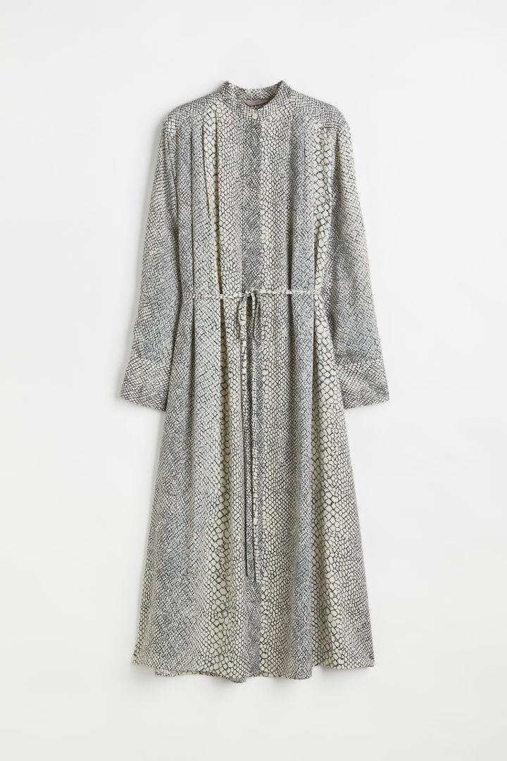 H & M - Tie-belt Dress - Beige