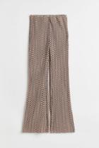 H & M - Flared Textured Jersey Leggings - Beige