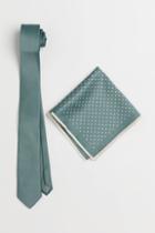 H & M - Tie And Handkerchief - Turquoise