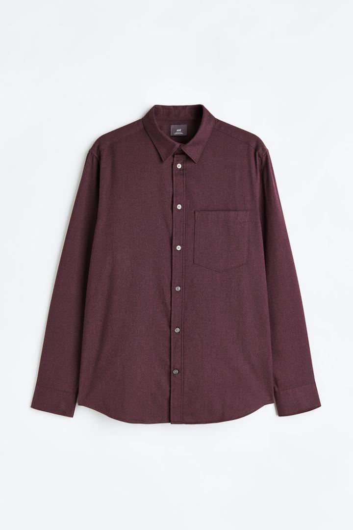H & M - Regular Fit Twill Shirt - Red