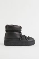 H & M - Padded Leather Boots With Lacing - Black