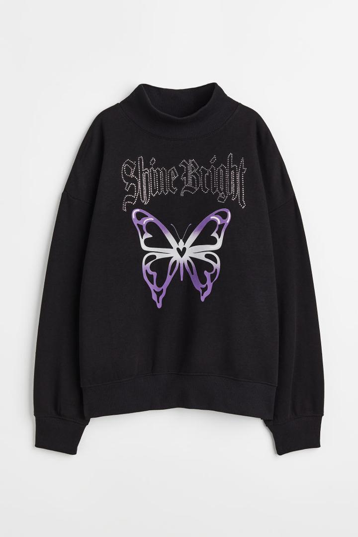 H & M - Oversized Mock-turtleneck Sweatshirt - Black