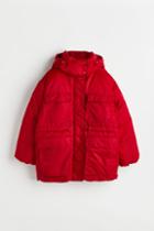 H & M - Drawstring-waist Puffer Jacket - Red