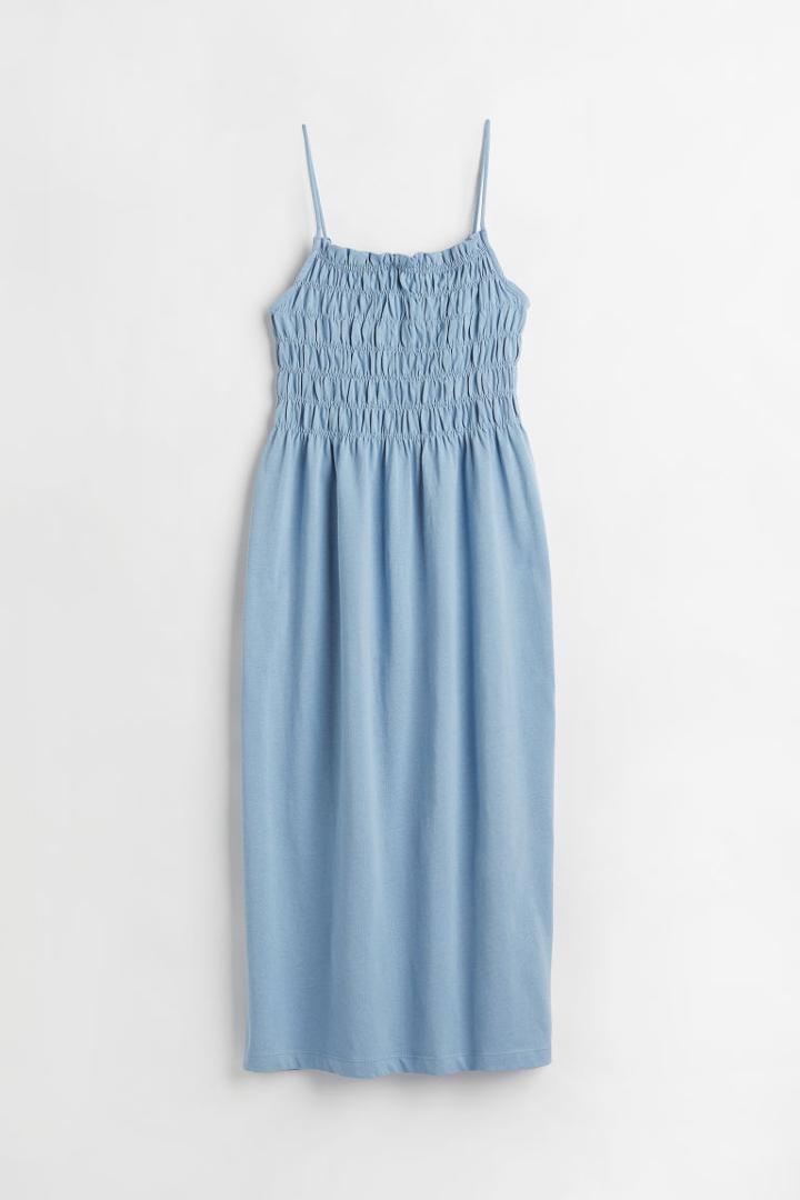 H & M - Smocking-detail Dress - Blue