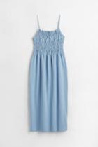 H & M - Smocking-detail Dress - Blue