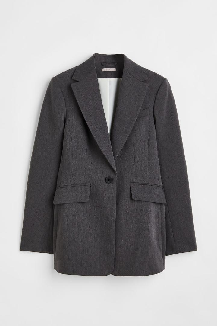 H & M - Fitted Blazer - Gray