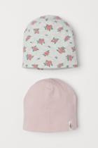 H & M - 2-pack Cotton Hats - Pink