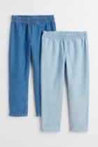 H & M - 2-pack Relaxed Fit Denim Joggers - Blue