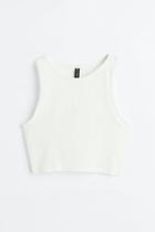 H & M - Short Cotton Tank Top - White