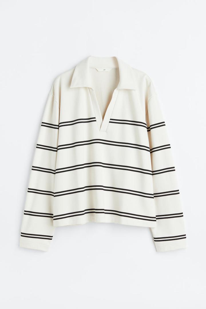 H & M - Collared Sweatshirt - White