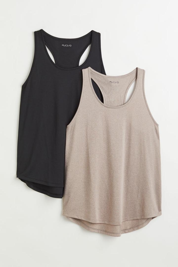 H & M - 2-pack Sports Tank Tops - Brown