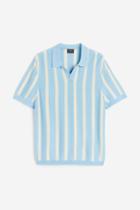 H & M - Regular Fit Fine-knit Cotton Polo Shirt - Blue