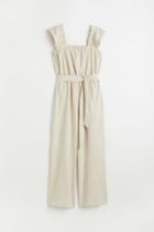 H & M - Tie-belt Jumpsuit - Beige