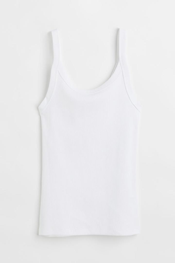 H & M - Cotton Tank Top - White