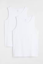 H & M - 2-pack Regular Fit Tank Tops - White