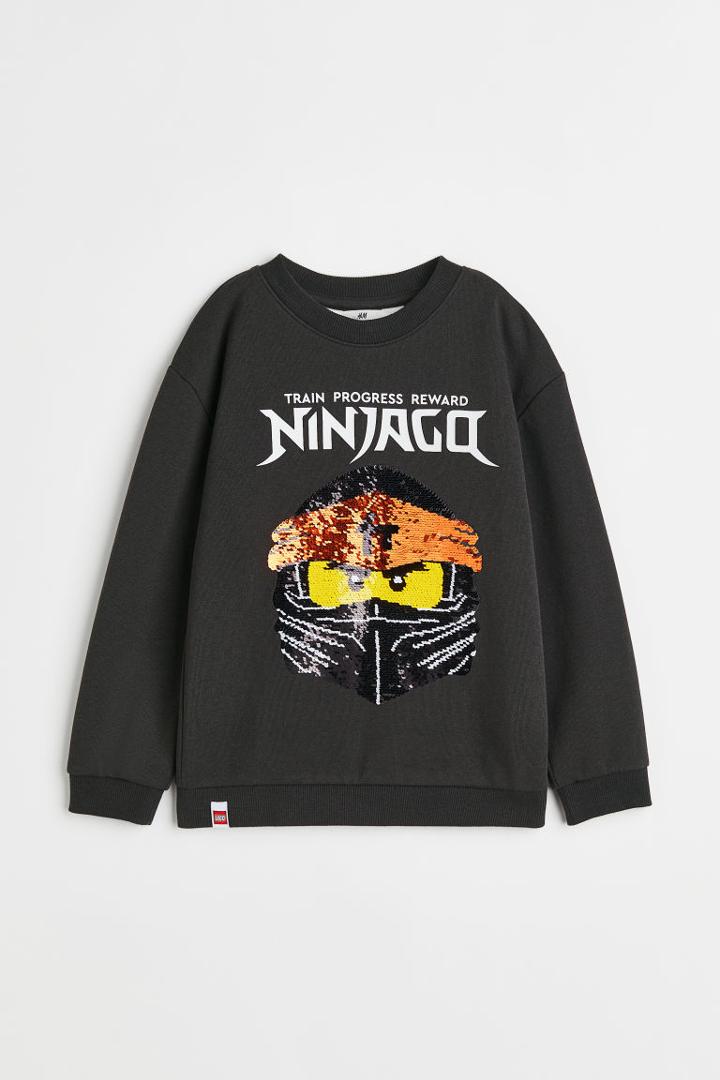 H & M - Reversible Sequin-motif Sweatshirt - Black