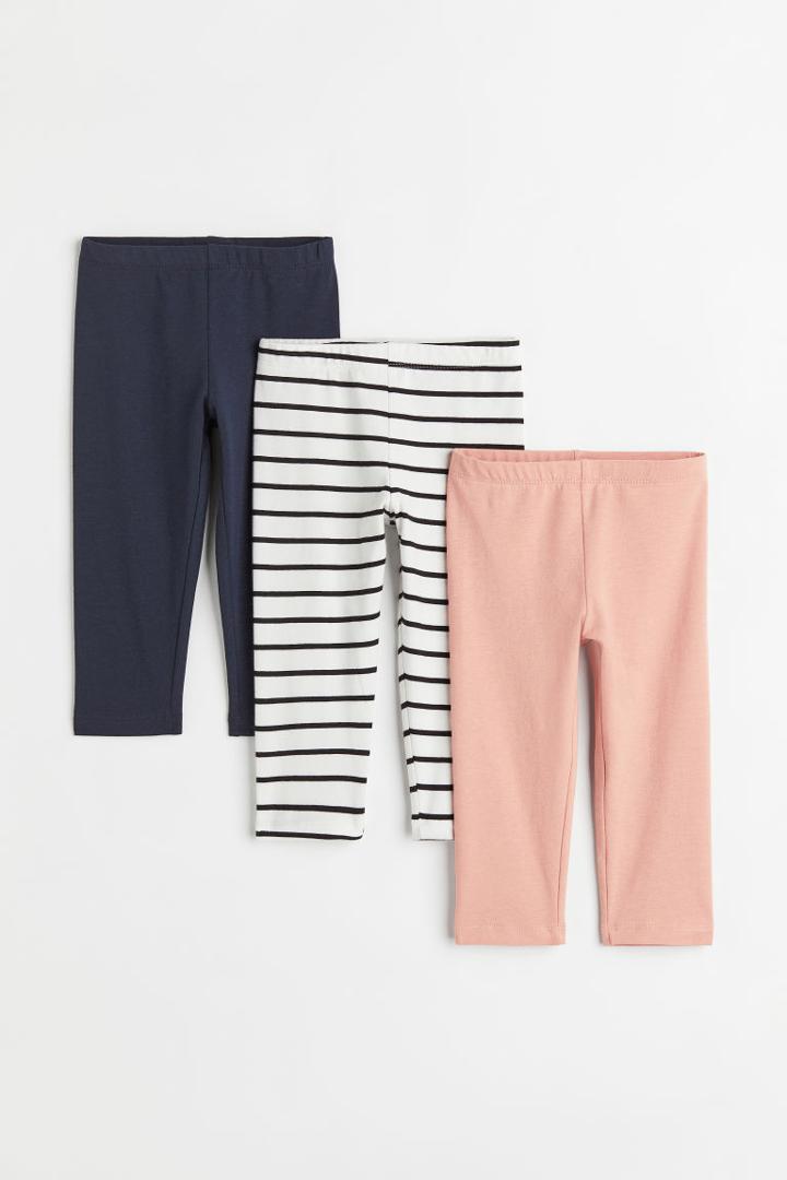 H & M - 3-pack 3/4-length Leggings - Pink