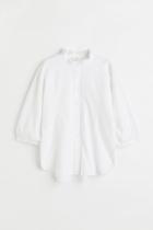 H & M - Ruffled-collar Shirt - White