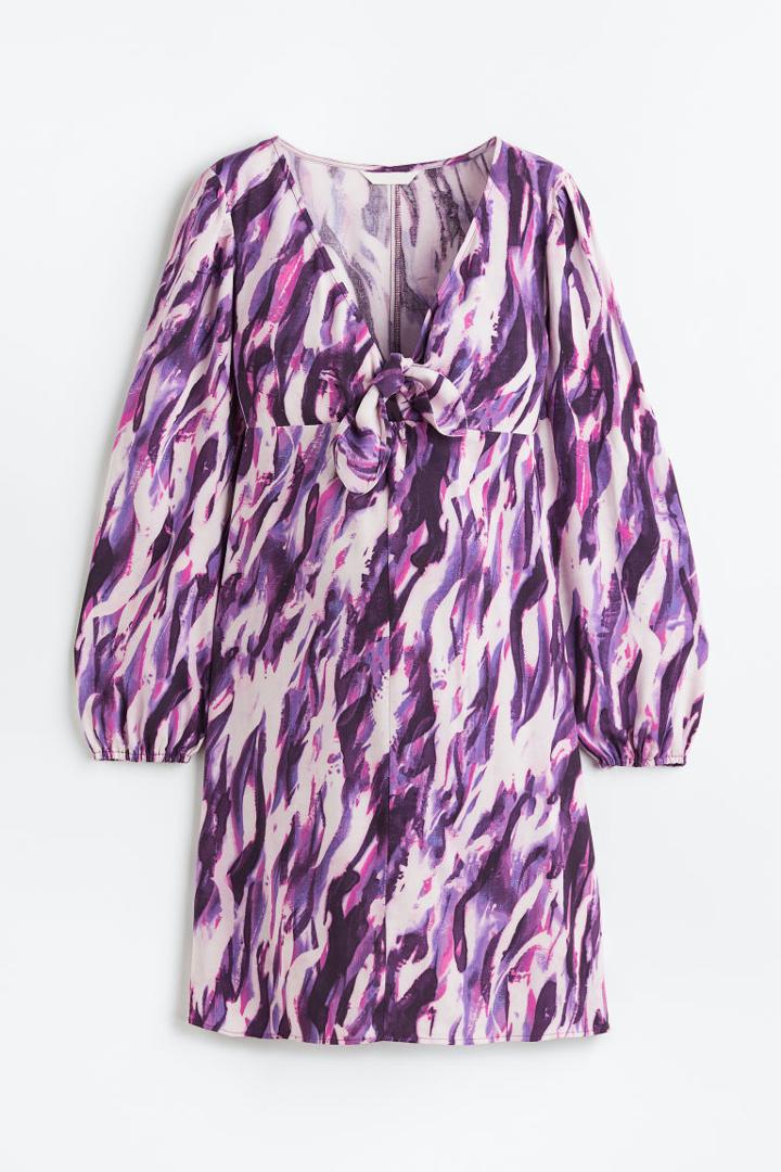 H & M - Mama Tie-detail Dress - Purple