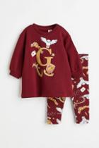 H & M - 2-piece Printed-motif Set - Red