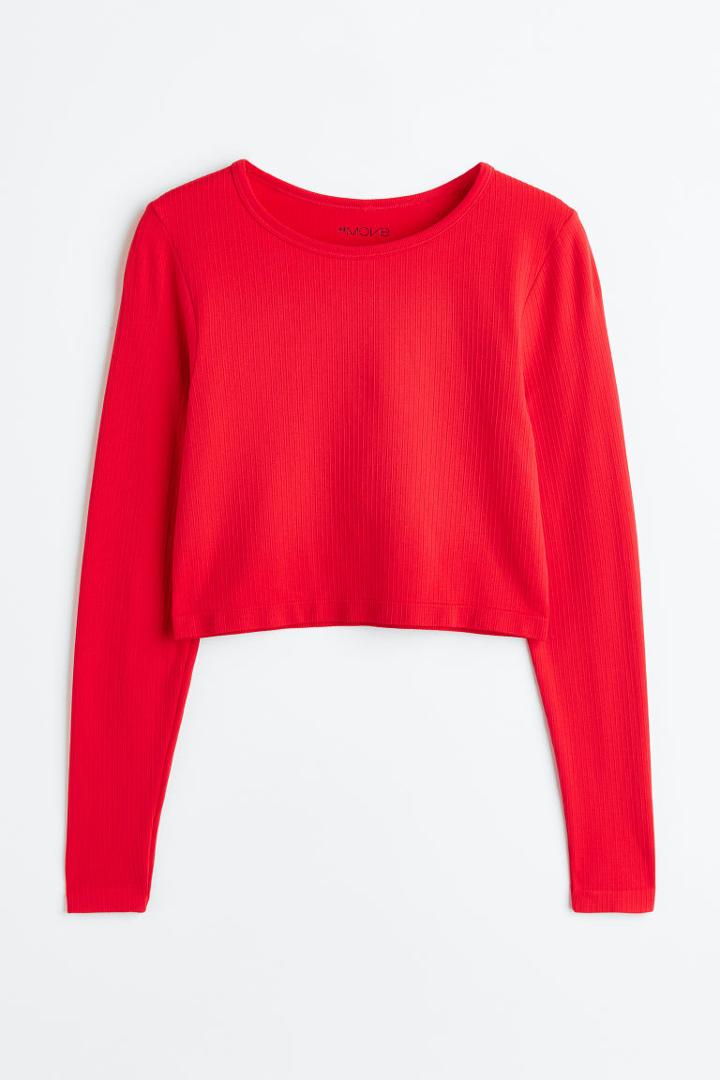 H & M - Seamless Sports Top In Drymove&trade; - Red