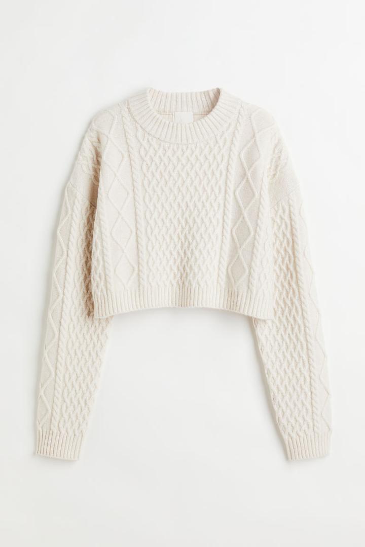 H & M - Cable-knit Sweater - Beige