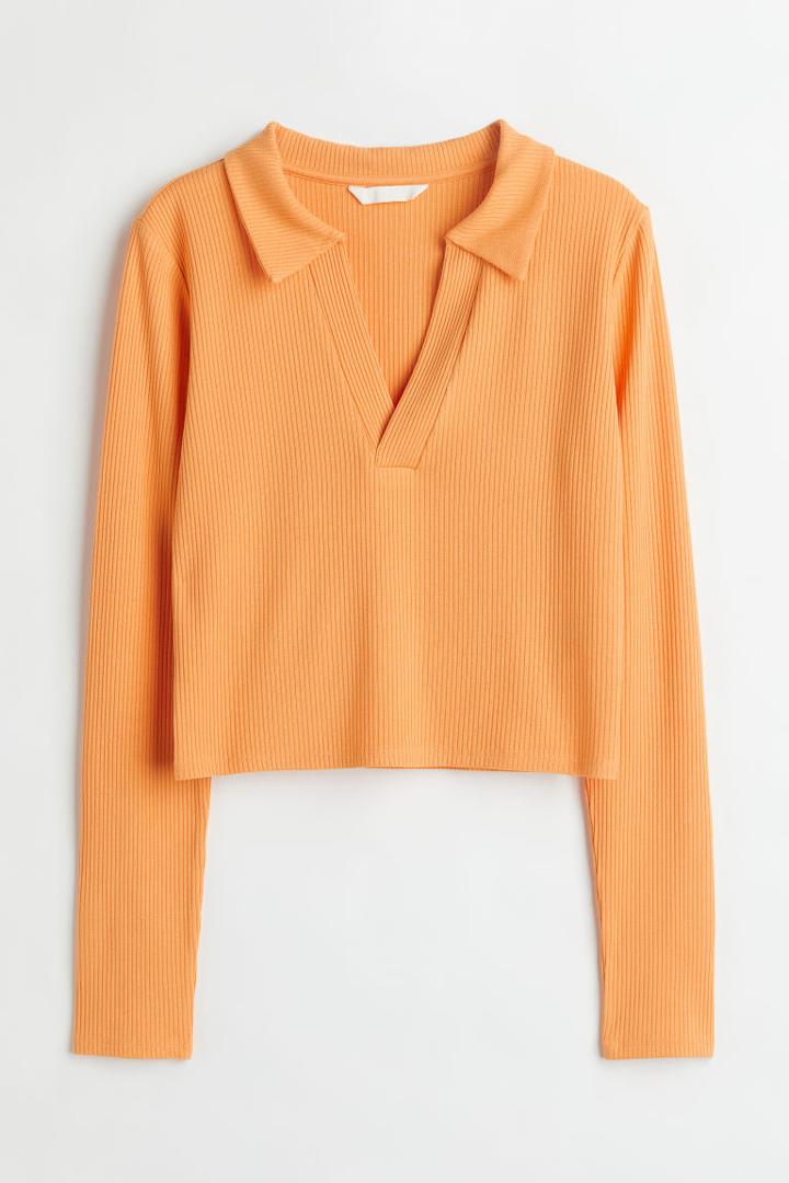 H & M - Ribbed Top - Orange